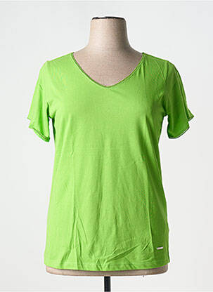 Tricou guler în v mâneci scurte verde AGATHE & LOUISE femeie