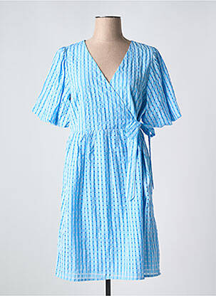 Rochie midi țesătură crep mâneci scurte albastru ICHI femeie