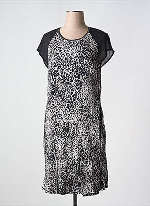 Rochie midi croială fluidă mâneci scurte gri ET COMPAGNIE femeie