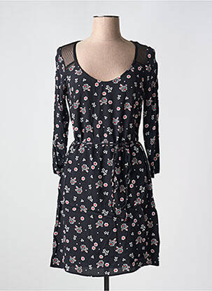 Rochie midi imprimeu floral mâneci lungi negru NAF NAF femeie