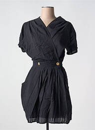 Rochie midi țesătură crep mâneci scurte negru BIZANCE femme