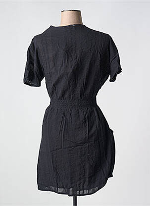 Rochie midi țesătură crep mâneci scurte negru BIZANCE femeie