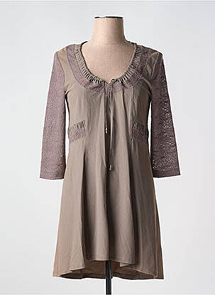 Rochie scurtă mâneci 3/4 mâneci 3/4 maro DECA femeie