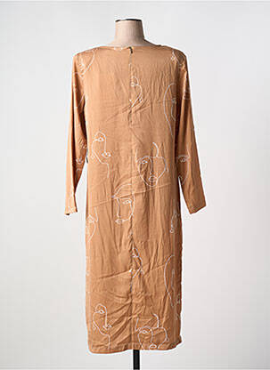 Rochie midi croială fluidă mâneci lungi bej ICHI femeie