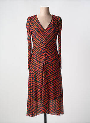 Rochie lungă mâneci lungi mâneci lungi portocalie ICHI femeie