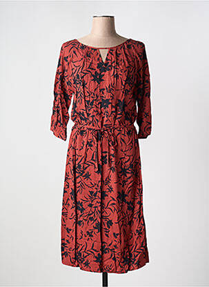 Rochie midi croială fluidă mâneci 3/4 portocaliu FRANSA femeie