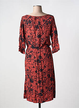 Rochie midi croială fluidă mâneci 3/4 portocaliu FRANSA femeie