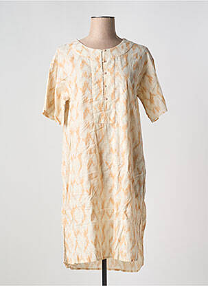Rochie midi croială fluidă mâneci scurte bej B.YOUNG femeie