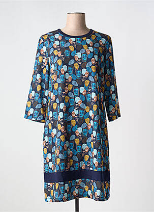 Rochie midi mâneci 3/4 mâneci 3/4 albastru LILI & CAROLINE femeie