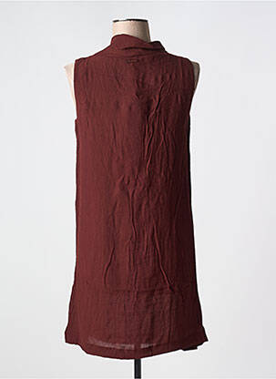 Rochie scurtă croială fluidă fără mâneci maro COP COPINE femeie