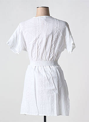 Rochie scurtă croială evazată mâneci scurte alb BIZANCE femeie