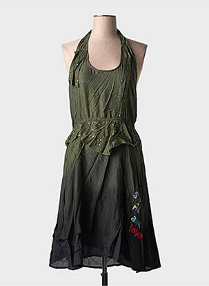 Rochie midi guler rotund bretele subțiri verde DESIGUAL femeie