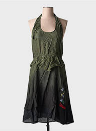 Rochie midi guler rotund bretele subțiri verde DESIGUAL femeie