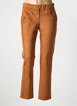 Pantalon slim talie elastică mărime normală maro LI Q femeie