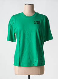 Tricou croială dreaptă mâneci scurte verde BIZANCE femme
