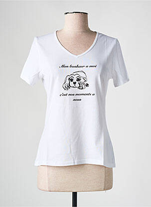 Tricou guler în v mâneci scurte alb LES BONHEURS DE SOPHIE femeie
