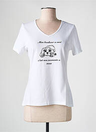 Tricou guler în v mâneci scurte alb LES BONHEURS DE SOPHIE femme