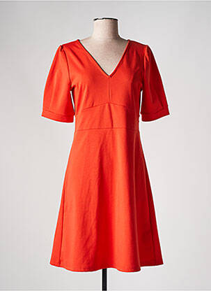 Rochie midi mâneci 3/4 mâneci 3/4 portocalie ICHI femeie