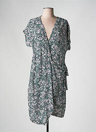 Rochie midi imprimeu floral mâneci scurte verde YUKA femme
