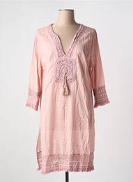 Rochie de plajă mâneci 3/4 roz LARA-ETHNICS femme