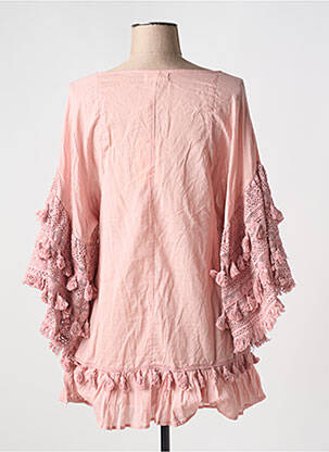 Rochie de plajă mâneci 3/4 roz LARA-ETHNICS femeie