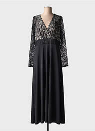 Rochie lungă mâneci lungi mâneci lungi negru SOPHIA CURVY femme