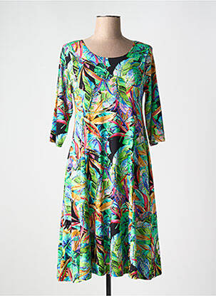 Rochie midi imprimeu floral mâneci 3/4 negru OLIVER JUNG femeie