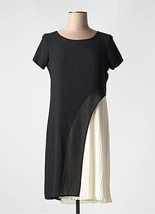Rochie scurtă croială fluidă mâneci scurte negru POUSSIERE D'ETOLE femeie