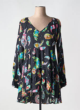 Rochie scurtă croială evazată mâneci lungi negru PEACE + LOVE femeie