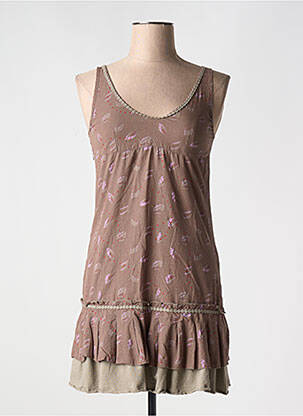 Rochie scurtă fără mâneci fără mâneci maro BANDE ORIGINALE femeie