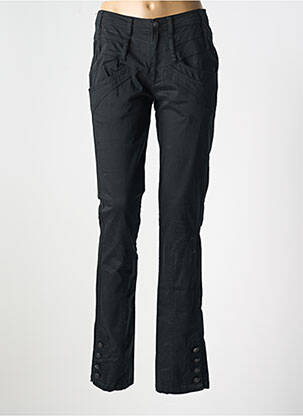 Pantalon chino închidere cu fermoar sub clapetă cu nasturi negru R 867 femeie