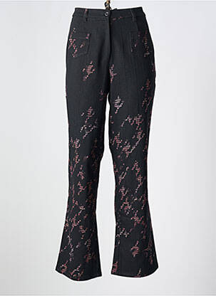 Pantalon drept închidere cu fermoar sub clapetă cu nasturi negru ROSA ROSAM femeie