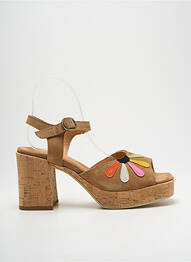 Sandale/pantofi decupați semi compensat toc de 7 la 9 cm maro MINKA DESIGN femme