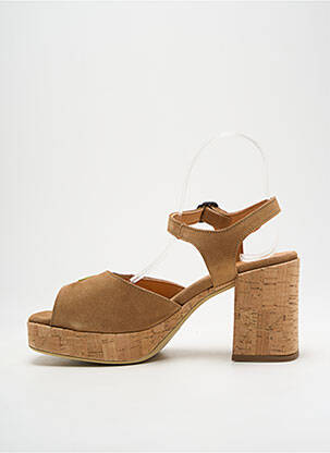Sandale/pantofi decupați semi compensat toc de 7 la 9 cm maro MINKA DESIGN femeie