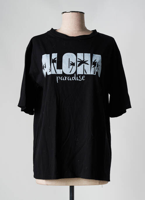 Tricou croială dreaptă mâneci scurte negru ESTEE BROWN femme