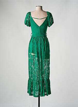 Rochie lungă mâneci scurte mâneci scurte verde FLAMANT ROSE femeie