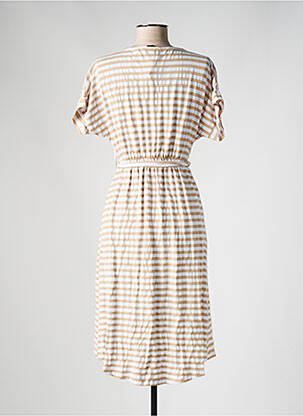 Rochie midi imprimeu fantezie mâneci scurte bej ESTEE BROWN femeie
