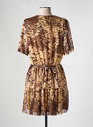 Rochie scurtă croială fluidă mâneci scurte maro RETRO & ICONE femeie