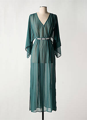 Rochie lungă țesătură crep mâneci 3/4 verde PAIN DE SUCRE femeie