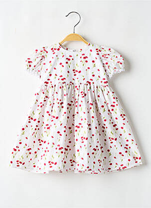 Rochie midi mâneci scurte mâneci scurte alb LILLY fată