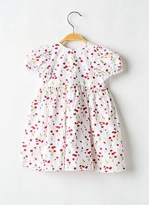 Rochie midi mâneci scurte mâneci scurte alb LILLY fată