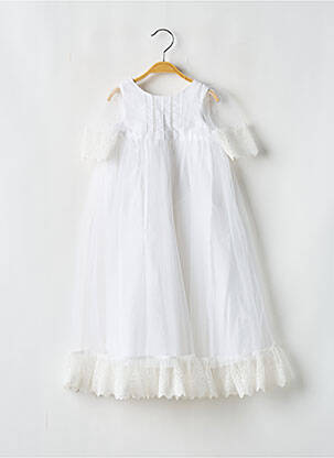 Rochie lungă guler rotund mâneci lungi alb LES PETITS INCLASSABLES fată