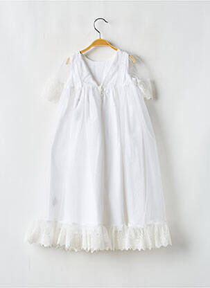 Rochie lungă guler rotund mâneci lungi alb LES PETITS INCLASSABLES fată
