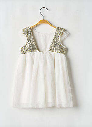 Rochie midi mâneci scurte mâneci scurte alb LES PETITS INCLASSABLES fată