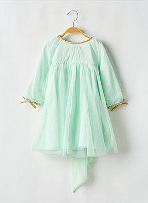 Rochie lungă guler rotund mâneci lungi verde LES PETITS INCLASSABLES fată