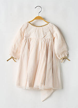 Rochie lungă guler rotund mâneci lungi roz LES PETITS INCLASSABLES fată