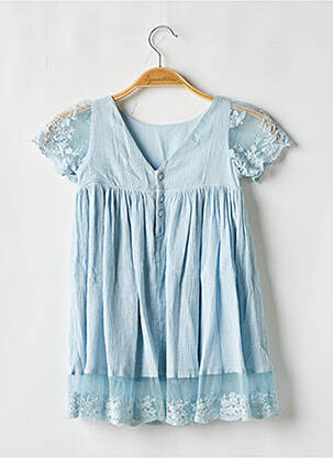 Rochie midi mâneci scurte mâneci scurte albastru LES PETITS INCLASSABLES fată