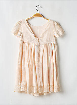 Rochie midi mâneci scurte mâneci scurte roz LES PETITS INCLASSABLES fată