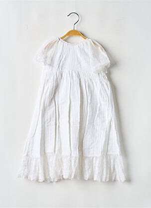 Rochie lungă mâneci scurte mâneci scurte alb LES PETITS INCLASSABLES fată