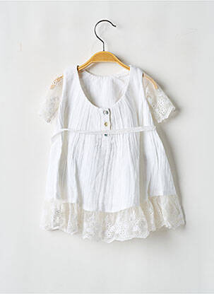 Rochie midi mâneci scurte mâneci scurte alb LES PETITS INCLASSABLES fată
